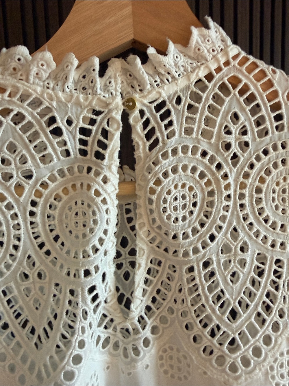 ULLA JOHNSON white Eyelet Lace Dress with Puff Sleeves - Picture 5 of 6